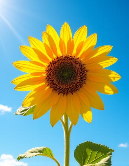 A bright yellow sunflower against a blue sky